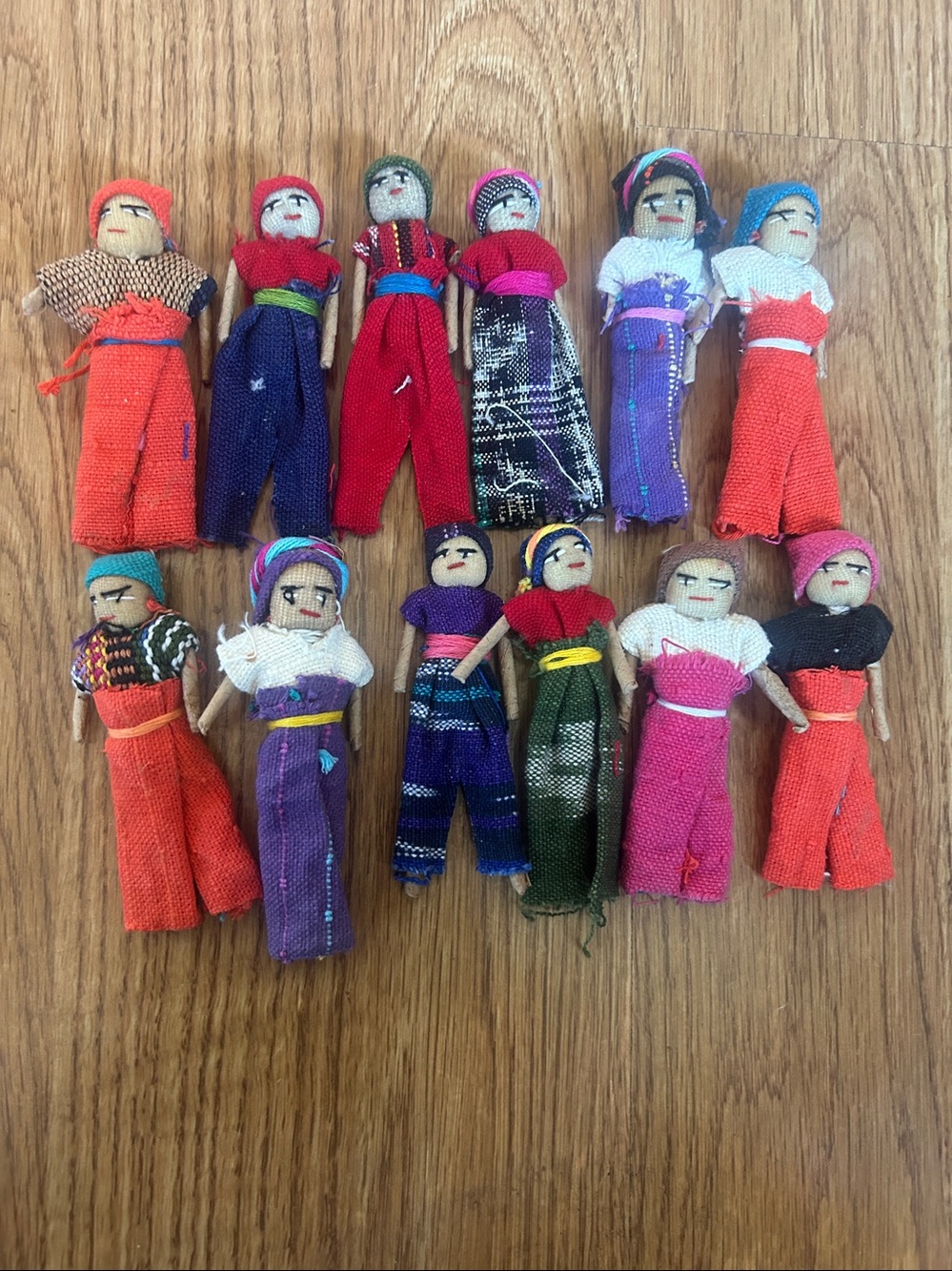 Worry dolls Handmade Multicolor Set of 12 each